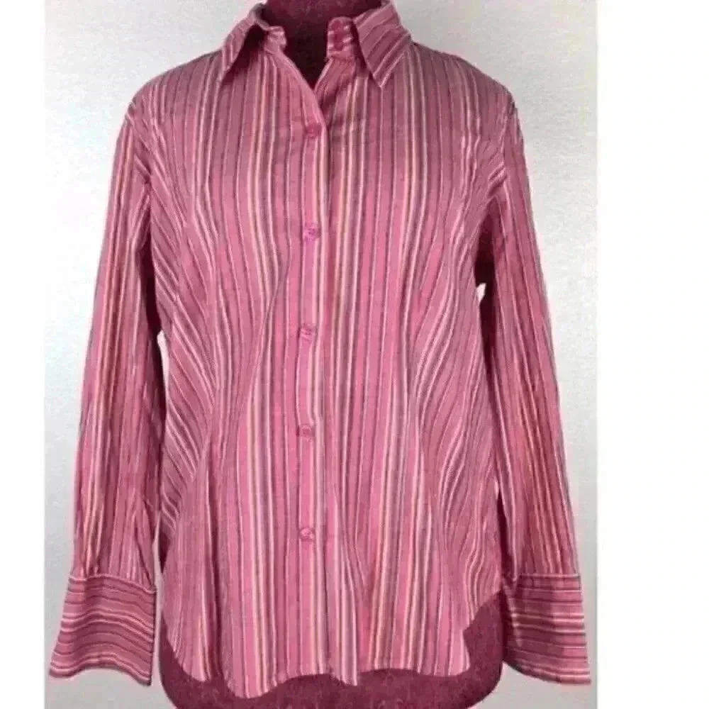 Jamaica Bay Top Size Large Striped Button Down